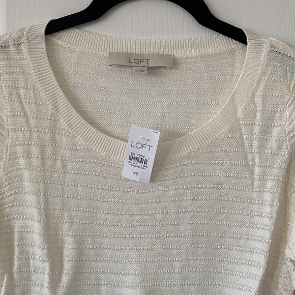 NWT LOFT Off-White Striped Knit Light Sweater - Picture 2 of 9